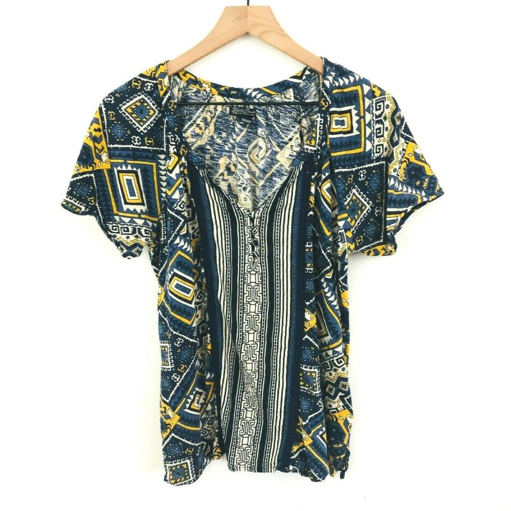 Lucky Brand Aztec Printed Cotton T-Shirt L
